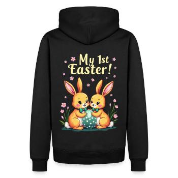 Mes 1ÈRES Lapins de Pâques Doux Pâques Première Pâques - Sweat à capuche Premium bio Homme - noir - Dos - Nico (187cm)