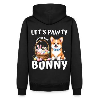 Lass uns mit dem Hasen scharren - Männer Premium Bio Hoodie - Schwarz - Hinten - Nico (187cm)