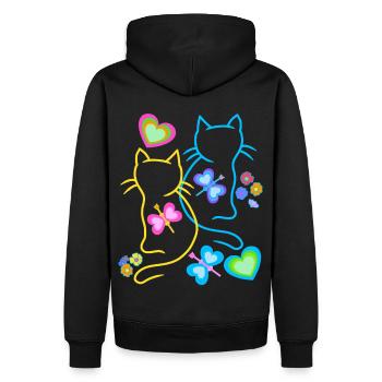Cat Cats Spring Kitten Kids Retro 80s - Men’s Premium Organic Hoodie - black - Back - Nico (187cm)