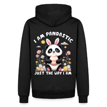 Ich bin Pandastisch, so wie ich bin - Männer Premium Bio Hoodie - Schwarz - Hinten - Nico (187cm)