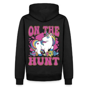 On the Hunt Unicorn Easter - Men’s Premium Organic Hoodie - black - Back - Nico (187cm)