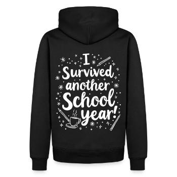 J’ai survécu à une autre année scolaire – Enseignant Élève - Sweat à capuche Premium bio Homme - noir - Dos - Nico (187cm)