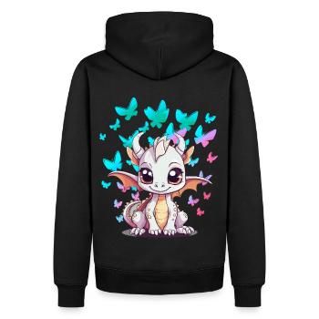 Drache Drachen Schmetterlinge Kinder Kind Baby - Männer Premium Bio Hoodie - Schwarz - Hinten - Nico (187cm)
