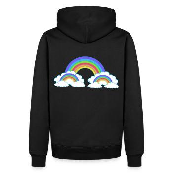Regenbogen Bunt farbenfroh himmlisch Kinder - Männer Premium Bio Hoodie - Schwarz - Hinten - Nico (187cm)