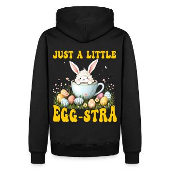 Nur ein bisschen Egg-stra - Männer Premium Bio Hoodie - Schwarz - Hinten - Nico (187cm)