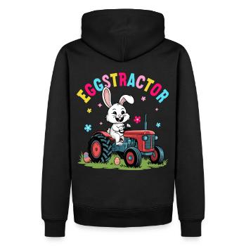 Traktor für Eier - Männer Premium Bio Hoodie - Schwarz - Hinten - Nico (187cm)