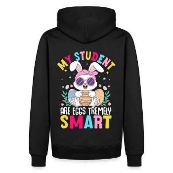 Mes élèves sont des œufs extrêmement intelligents - Sweat à capuche Premium bio Homme - noir - Dos - Nico (187cm)