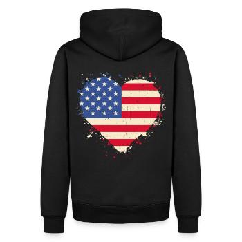 Veteran Heart USA - Men’s Premium Organic Hoodie - black - Back - Nico (187cm)