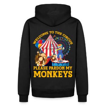 Welcome to the circus please pardon my monkeys - Men’s Premium Organic Hoodie - black - Back - Nico (187cm)
