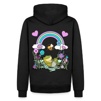 Frosch Frösche Kinder Kind - Männer Premium Bio Hoodie - Schwarz - Hinten - Nico (187cm)