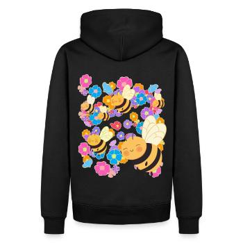 Biene Bienen Blume Blumen Sommer Kinder - Männer Premium Bio Hoodie - Schwarz - Hinten - Nico (187cm)