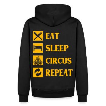 Eat Sleep Circus Wiederholung - Männer Premium Bio Hoodie - Schwarz - Hinten - Nico (187cm)