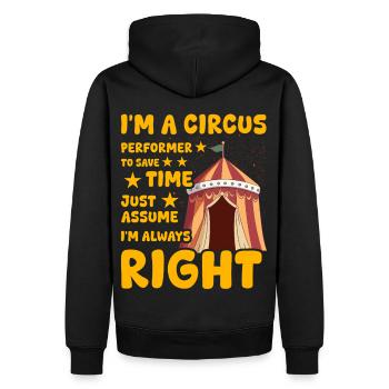 Je suis un artiste de cirque - Sweat à capuche Premium bio Homme - noir - Dos - Nico (187cm)