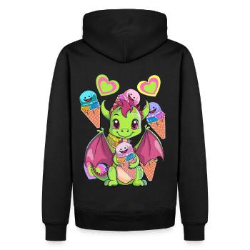 Glace Glace Crème Enfants Enfant Dragon Dragon - Sweat à capuche Premium bio Homme - noir - Dos - Nico (187cm)