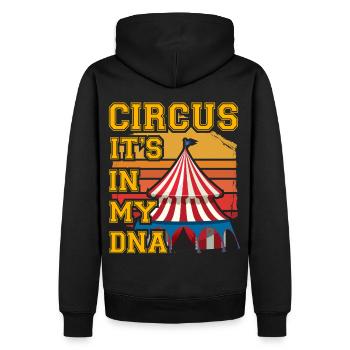 Zirkus, das ist in meiner DNA - Männer Premium Bio Hoodie - Schwarz - Hinten - Nico (187cm)
