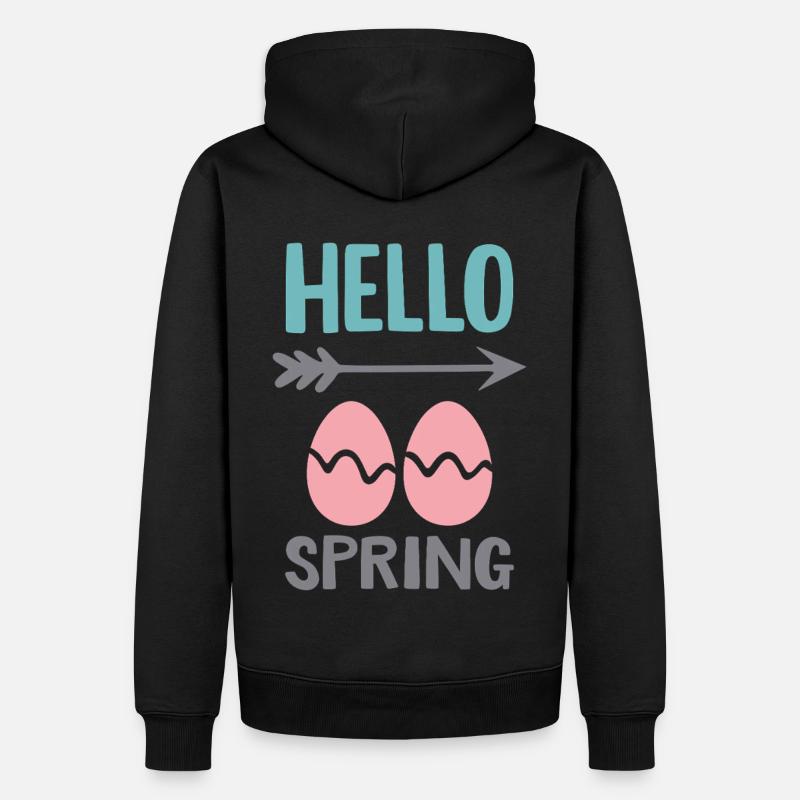 Hello Spring Frühlingsdesign mit Ostereiern - Männer Premium Bio Hoodie - Schwarz