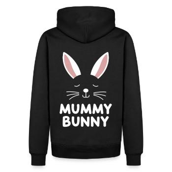 Mummy Bunny Osterdesign für Hasenfans - Männer Premium Bio Hoodie - Schwarz - Hinten - Nico (187cm)