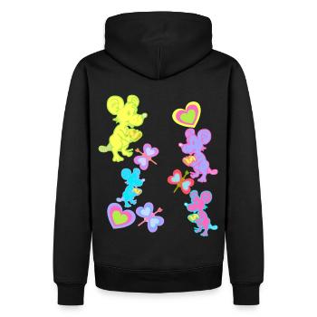 Maus Mäuse Retro Vintage old school Kinder - Männer Premium Bio Hoodie - Schwarz - Hinten - Nico (187cm)