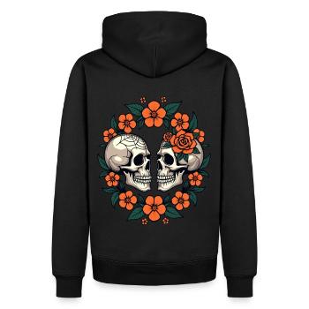 Crânes & Fleurs Sombre Esthétique Floral - Sweat à capuche Premium bio Homme - noir - Dos - Nico (187cm)