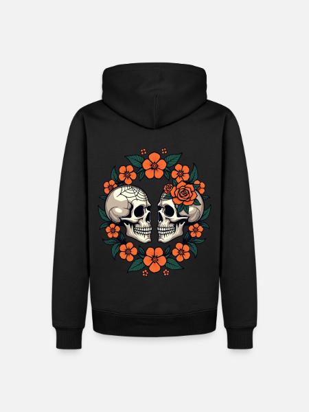Dødningehoveder og blomster Mørk Æstetisk Blomster - Herre Premium økologisk hoodie - sort
