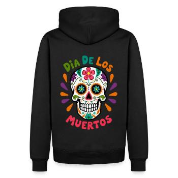 Totenkopf Mexico Día de los Muertos Skull - Männer Premium Bio Hoodie - Schwarz - Hinten - Nico (187cm)