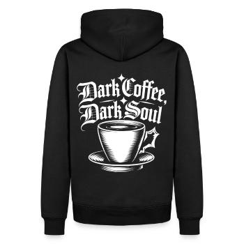 Dark Coffee Gothic Death Decaf Caffeine Lover - Männer Premium Bio Hoodie - Schwarz - Hinten - Nico (187cm)