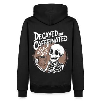 Death Decaf Dark Humor Funny Skeleton Coffee Lover - Männer Premium Bio Hoodie - Schwarz - Hinten - Nico (187cm)