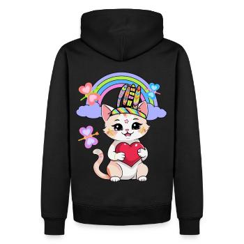 Chats Chat Enfants Enfant Coeur Coeurs - Sweat à capuche Premium bio Homme - noir - Dos - Nico (187cm)