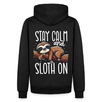 Restez calme et paresseux sur un paresseux plus défectueux - Sweat à capuche Premium bio Homme - noir - Dos - Nico (187cm)
