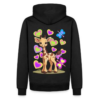 Giraffe Giraffen Kind Kinder - Männer Premium Bio Hoodie - Schwarz - Hinten - Nico (187cm)