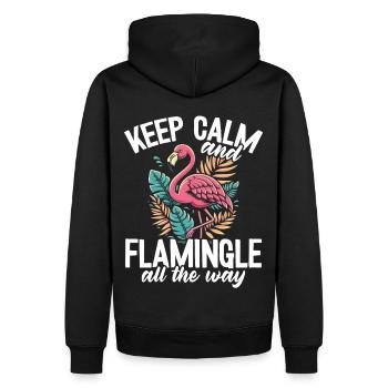Keep Calm and Flamingle On Flamingo - Männer Premium Bio Hoodie - Schwarz - Hinten - Nico (187cm)