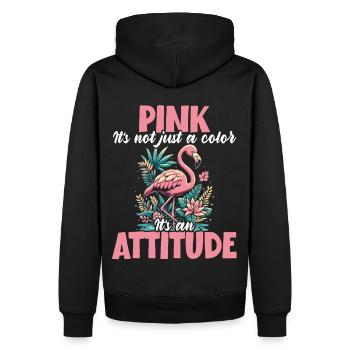 Pink Is Not Just a Color It’s an Attitude Flamingo - Männer Premium Bio Hoodie - Schwarz - Hinten - Nico (187cm)