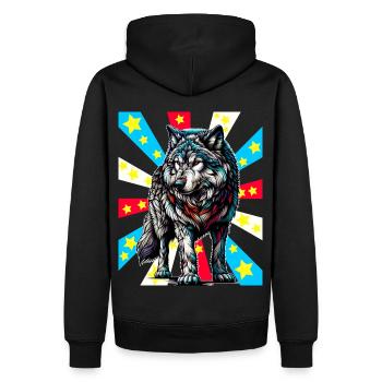 Tatouage loup loup - Sweat à capuche Premium bio Homme - noir - Dos - Nico (187cm)