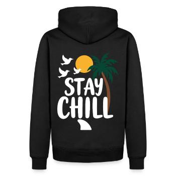 Séjour Chill Détente tropicale Vacances d’été - Sweat à capuche Premium bio Homme - noir - Dos - Nico (187cm)