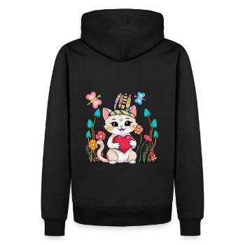 Hippie chat chats hippies chaton - Sweat à capuche Premium bio Homme - noir - Dos - Nico (187cm)