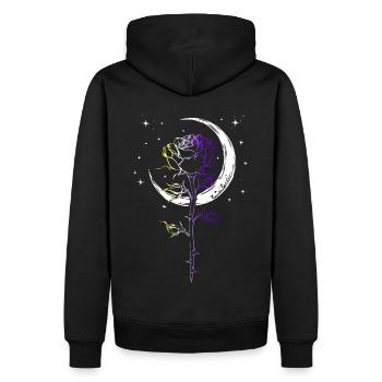 Mystical Rose Crescent Moon LGBTQ Nonbinary Flag W - Männer Premium Bio Hoodie - Schwarz - Hinten - Nico (187cm)
