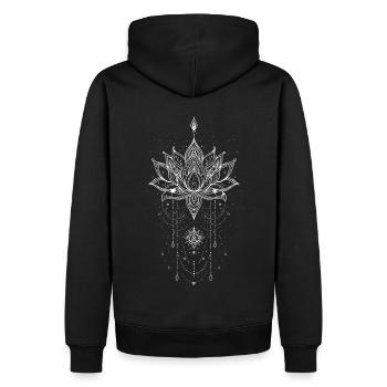Mystical Lotus Flower Mandala Boho Gothic Pagan - Männer Premium Bio Hoodie - Schwarz - Hinten - Nico (187cm)