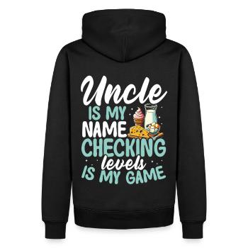 Intolérance au lactose Oncle Intolérance au lactose - Sweat à capuche Premium bio Homme - noir - Dos - Nico (187cm)
