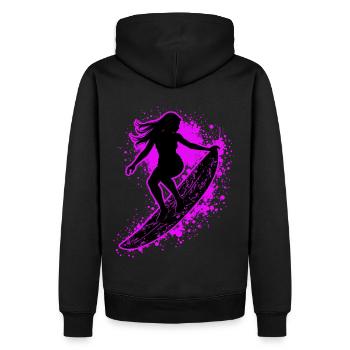 Stylische Surferin Wellenreiten Surfen Surfer - Männer Premium Bio Hoodie - Schwarz - Hinten - Nico (187cm)