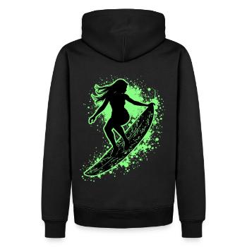 Stylische Surferin Wellenreiten Surfen Surfer - Männer Premium Bio Hoodie - Schwarz - Hinten - Nico (187cm)