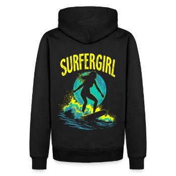 Surfer Girl Surferin Wellenreiten Surfen Surfer - Männer Premium Bio Hoodie - Schwarz - Hinten - Nico (187cm)