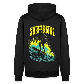 Surfer Girl Surferin Wellenreiten Surfen Surfer - Männer Premium Bio Hoodie - Schwarz - Hinten - Nico (187cm)