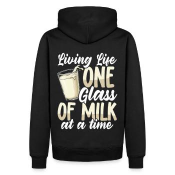 Laktosetolerant Milchliebhaber Käseliebhaber - Männer Premium Bio Hoodie - Schwarz - Hinten - Nico (187cm)