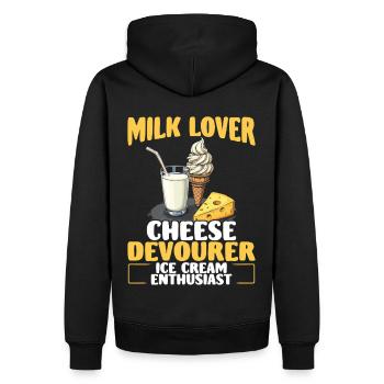 Laktosetolerant Milchliebhaber Käseliebhaber - Männer Premium Bio Hoodie - Schwarz - Hinten - Nico (187cm)