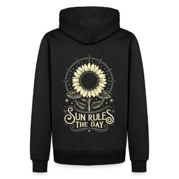 Sun Rules The Day Boho Sunflower Summer Solstice C - Männer Premium Bio Hoodie - Schwarz - Hinten - Nico (187cm)