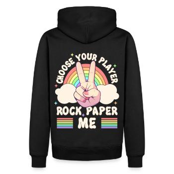 Rock Paper LGBTQ Humour Groovy Gay Pride - Sweat à capuche Premium bio Homme - noir - Dos - Nico (187cm)