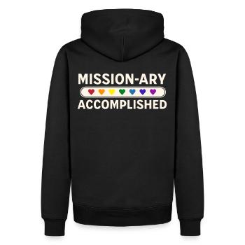 Missionnaire Accomplir Arc-en-ciel Coeurs Sarcastique LGB - Sweat à capuche Premium bio Homme - noir - Dos - Nico (187cm)