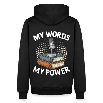 Poésie Slam Comptine Slam Poésie Poète Poète - Sweat à capuche Premium bio Homme - noir - Dos - Nico (187cm)