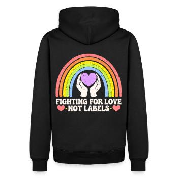 Fighting For Love Inspiring LGBTQ Pride Equality - Men’s Premium Organic Hoodie - black - Back - Nico (187cm)
