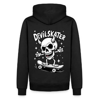 Devil Skater – Squelette cool sur skateboard - Sweat à capuche Premium bio Homme - noir - Dos - Nico (187cm)